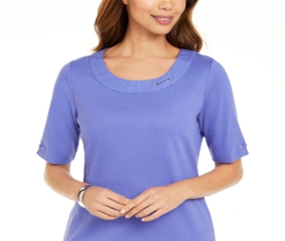 Karen Scott Women's Cotton Ring Top Purple Size Large