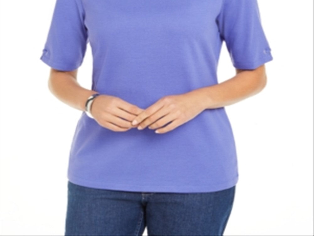Karen Scott Women's Cotton Ring Top Purple Size Large