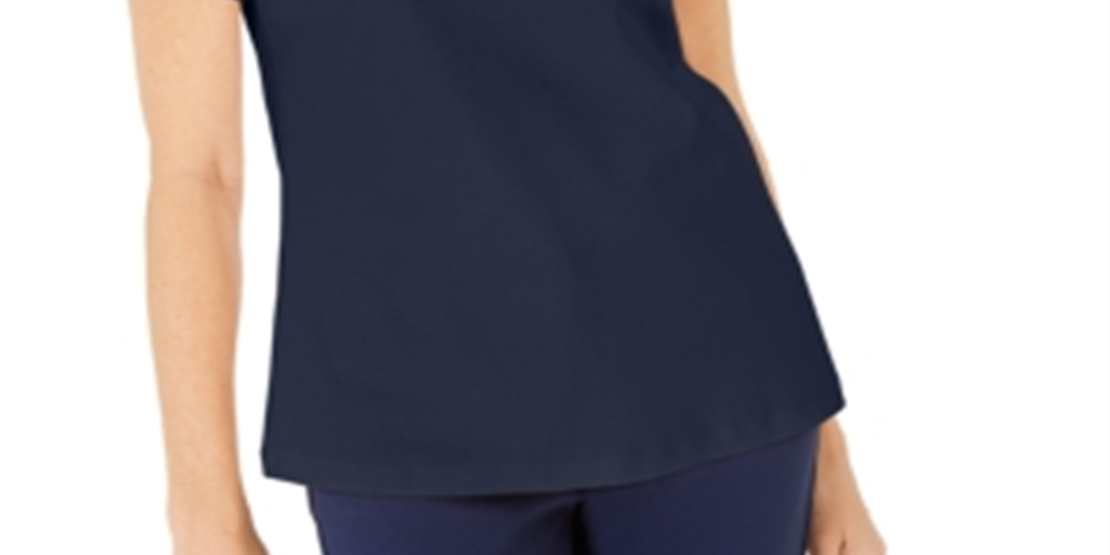 Karen Scott Women's Cotton Crochet Front Top Blue Size X-Large