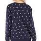 Karen Scott Women's Daisies Fleece Crewneck Top Blue Size Large