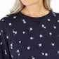 Karen Scott Women's Daisies Fleece Crewneck Top Blue Size Large