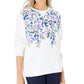 Karen Scott Women's Printed Fleece Top Blue Size X-Small