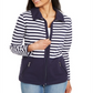 Karen Scott Women's Colorblocked Wing Collar Zip Front Jacket Blue Size Large
