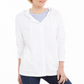 Karen Scott Women's Button Front Hoodie White Size Small