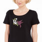 Karen Scott Women's Cotton Hummingbird T-Shirt Black Size XX-Large