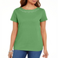 Karen Scott Women's Cotton Scalloped Neck T-Shirt Green Size Large