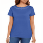 Karen Scott Women's Blue Cotton Scalloped Neck T-Shirt Size Medium