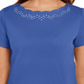 Karen Scott Women's Blue Cotton Scalloped Neck T-Shirt Size Medium