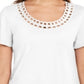 Karen Scott Women's Cotton Scalloped Neck T-Shirt White Size XX-Large