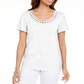 Karen Scott Women's Cotton Scalloped Neck T-Shirt White Size XX-Large