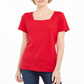 Karen Scott Women's Cotton Square Neck T-Shirt Red Size XX-Large