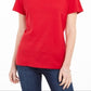 Karen Scott Women's Cotton Square Neck T-Shirt Red Size XX-Large