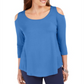 JM Collection Women's Cold Shoulder Top Blue Size X-Small