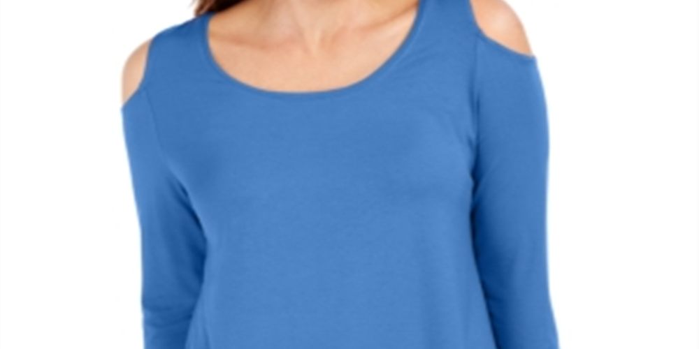 JM Collection Women's Cold Shoulder Top Blue Size X-Small
