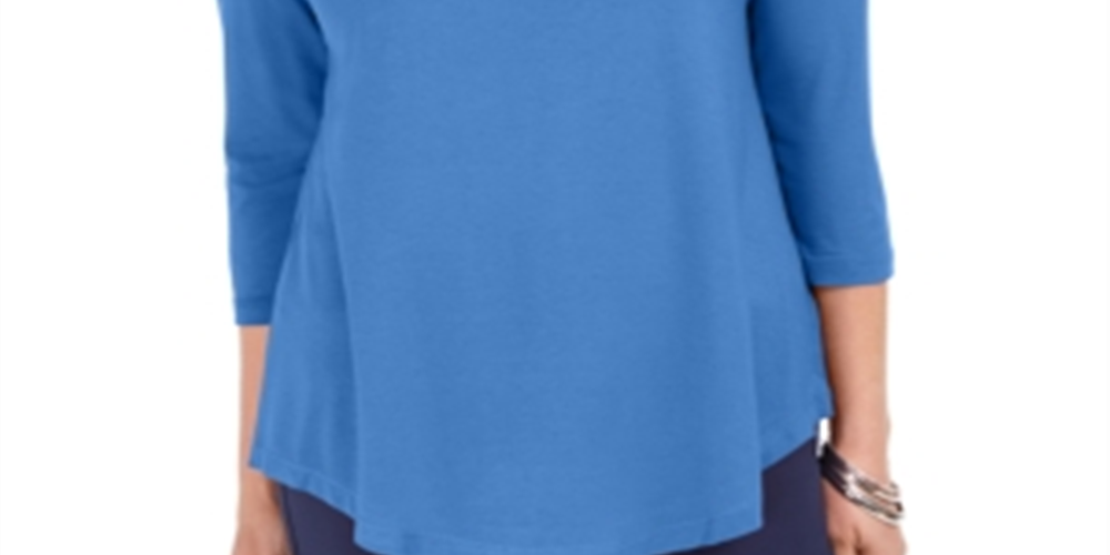JM Collection Women's Cold Shoulder Top Blue Size X-Small