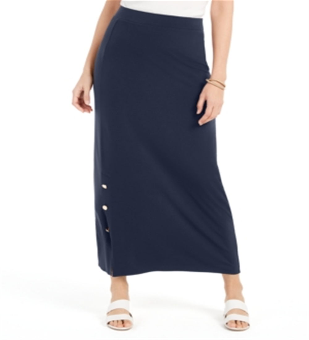 JM Collection Women's Button Hem Skirt Blue Size X-Small