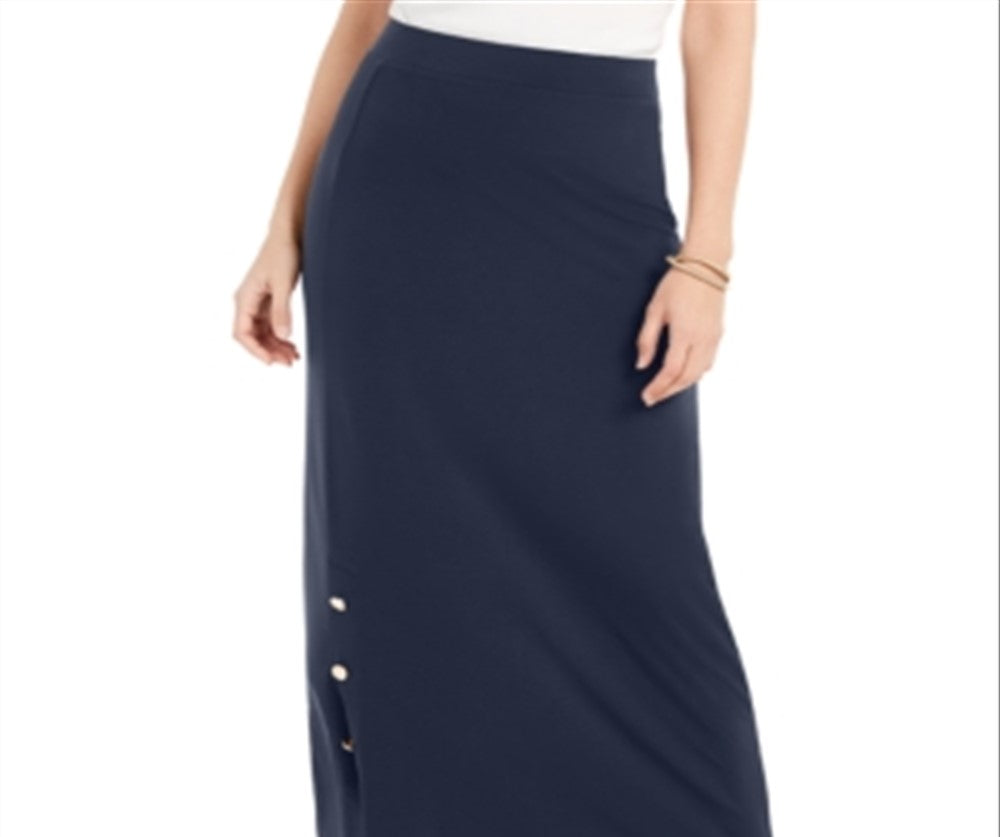 JM Collection Women's Button Hem Skirt Blue Size X-Small