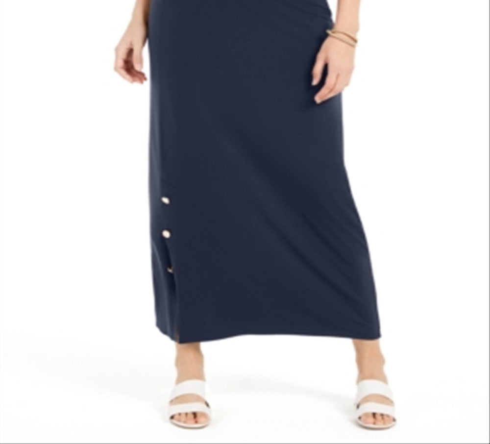 JM Collection Women's Button Hem Skirt Blue Size X-Small