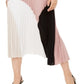 Alfani Women's Pleated Colorblocked Skirt Brown Size Small