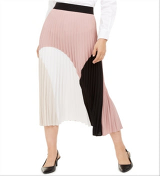 Alfani Women's Pleated Colorblocked Skirt Brown Size Small