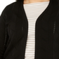 Charter Club Women's Open Front Chevron Knit Cardigan Black Size 3X