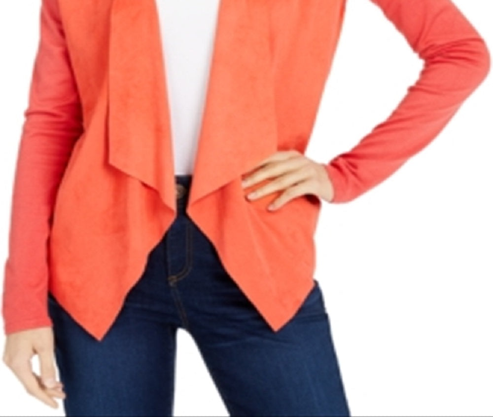INC International Concepts Women's Knit Open Front Cardigan Sweater Orange Size Small