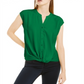 INC International Concepts Women's Twist Hem Button Front Cap Sleeve Blouse Green Size Small