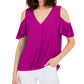 INC International Concepts Women's Surplice Cold Shoulder Top Purple Size Large
