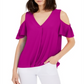 INC International Concepts Women's Surplice Cold Shoulder Top Purple Size Large