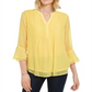 Charter Club Women's Double Ruffle Solid Pintuck Top Yellow Size X-Large