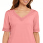 Karen Scott Women's Cotton Crochet Trim Top Pink Size XX-Large