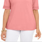 Karen Scott Women's Cotton Crochet Trim Top Pink Size XX-Large