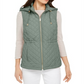 Charter Club Women's Woven Hooded Quilted Vest Green Size XX-Large