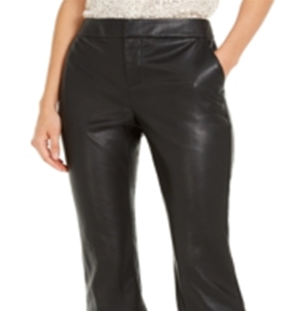 INC International Concepts Women's Faux Leather Culotte Pants Black Size 2