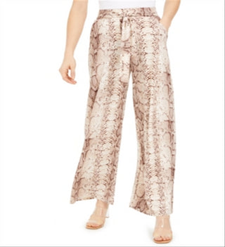 Bar III Women's Snakeskin Print Wide Leg Pants Brown Size Small