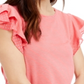 Maison Jules Women's Mini Stripe Flutter Sleeve Knit Top -Red Size Small