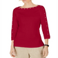 Karen Scott Women's Studded 3/4 Sleeve Top Red Size Medium