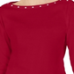 Karen Scott Women's Studded 3/4 Sleeve Top Red Size Medium