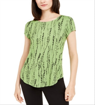 Alfani Women's Printed T-Shirt Green Size X-Large