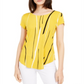 Alfani Women's Printed T-Shirt Yellow- Size Large