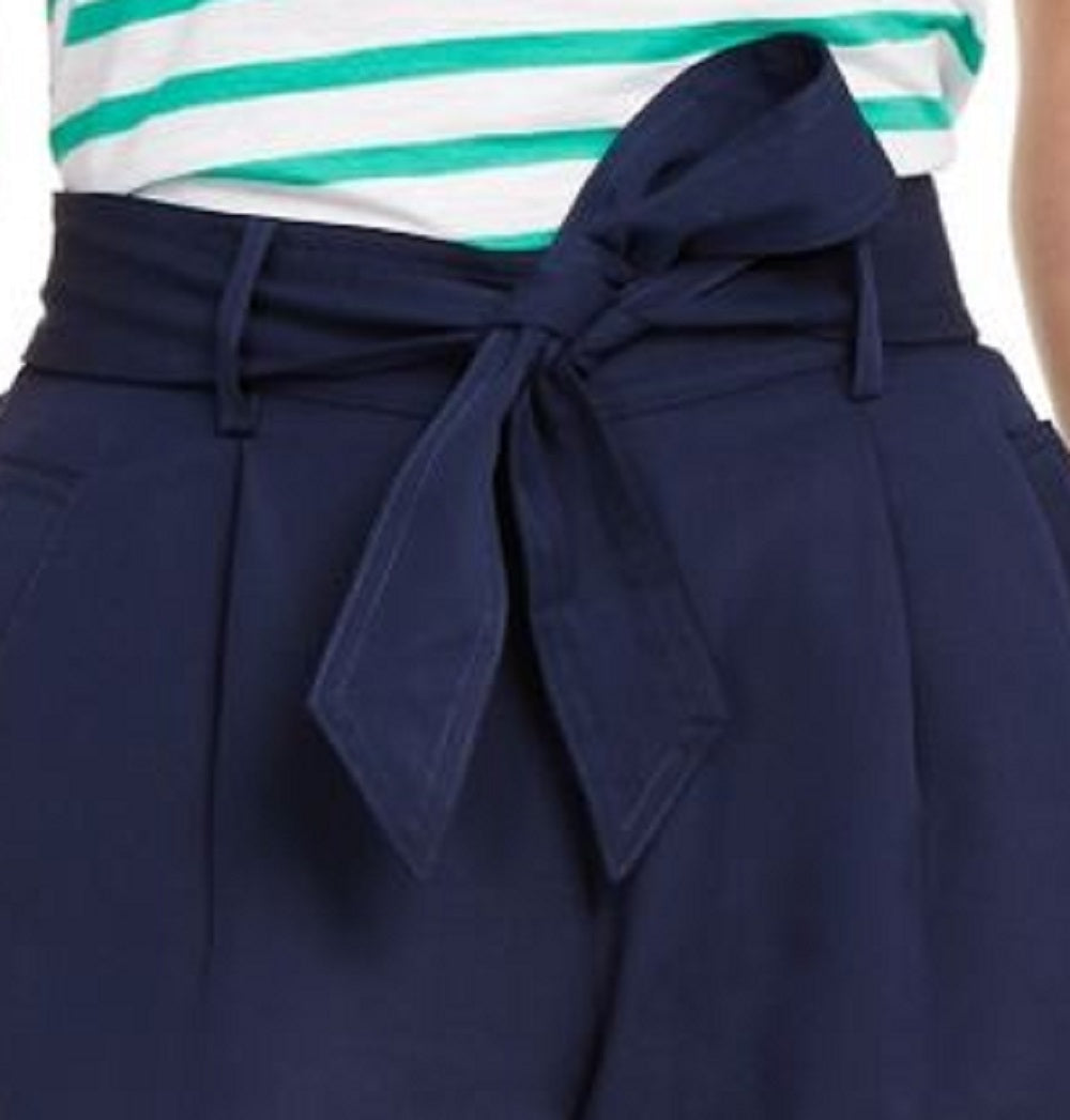 Maison Jules Women's Cropped Paperbag Pants  Blue Size XXS