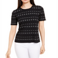 Alfani Women's Textured Short Sleeve Sweater Black Size XX-Large