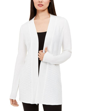 Alfani Women's Textured Open Front Cardigan White Size XS