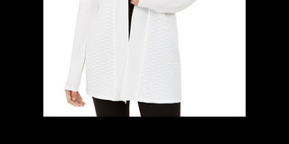 Alfani Women's Textured Open Front Cardigan White Size XS
