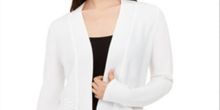 Alfani Women's Textured Open Front Cardigan White Size XS