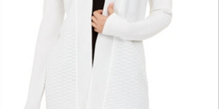 Alfani Women's Textured Open Front Cardigan White Size XS