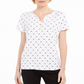 Karen Scott Women's Bee Print Henley T-Shirt White Size Medium