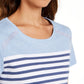 Karen Scott Women's Tara Colorblocked Stripes Rivet Top Blue Size X-Small