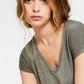 Bar III Women's V Neck Mixed Media Mesh Top Green Size X-Small