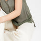 Bar III Women's V Neck Mixed Media Mesh Top Green Size X-Small
